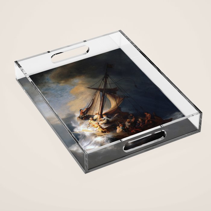 Stolen Painting - The Storm on the Sea of Galilee by Rembrandt Acrylic Tray Gallery Image 1