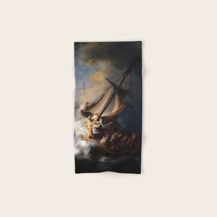 Stolen Painting - The Storm on the Sea of Galilee by Rembrandt Bath Towel Gallery Image 1