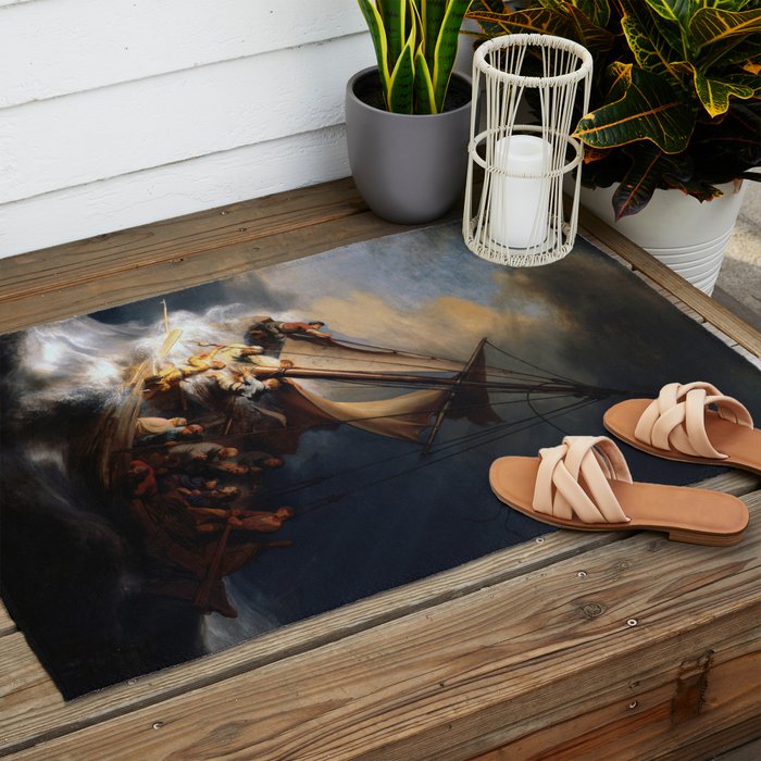 Stolen Painting - The Storm on the Sea of Galilee by Rembrandt Outdoor Rug Gallery Image 2
