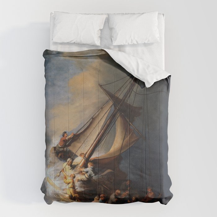 Stolen Painting - The Storm on the Sea of Galilee by Rembrandt Comforter Gallery Image 1