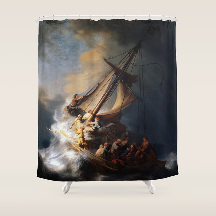 Stolen Painting - The Storm on the Sea of Galilee by Rembrandt Shower Curtain Gallery Image 1
