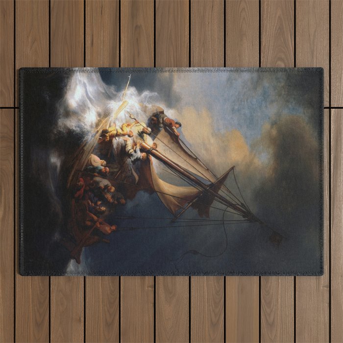 Stolen Painting - The Storm on the Sea of Galilee by Rembrandt Outdoor Rug Gallery Image 1
