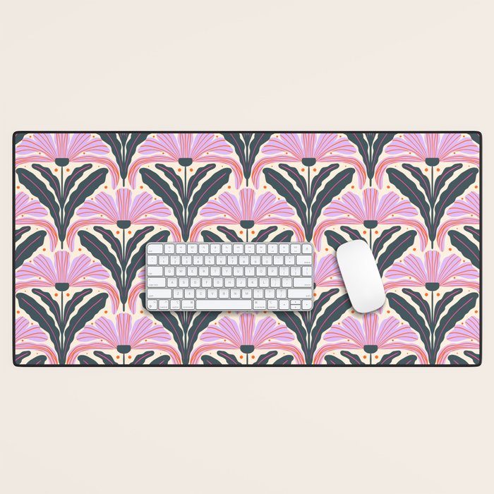 Modern flowers - violet and green Desk Mat Gallery Image 1