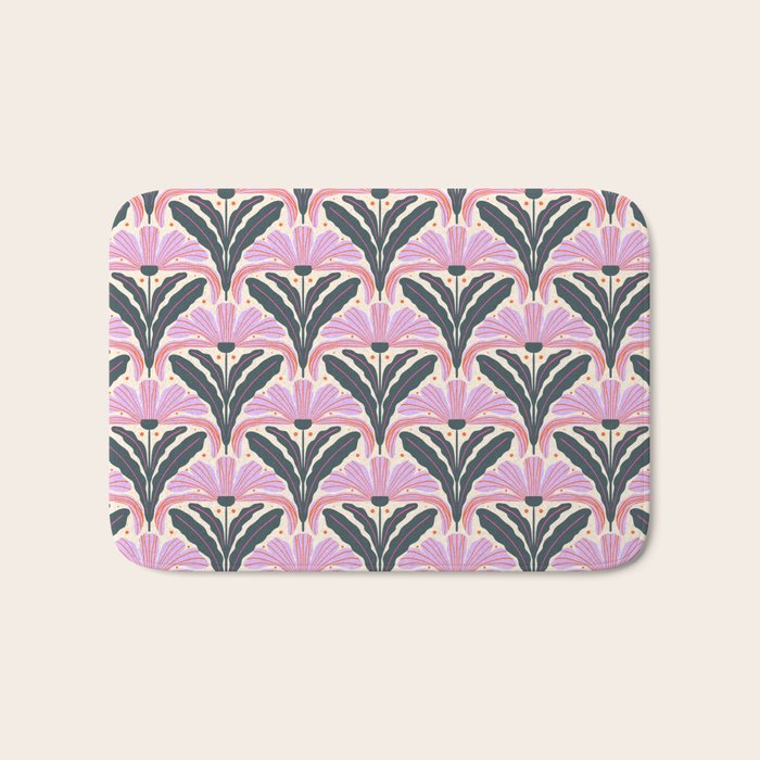 Modern flowers - violet and green Bath Mat Gallery Image 1