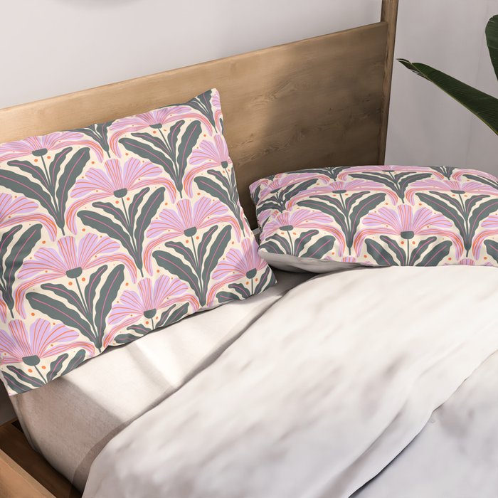 Modern flowers - violet and green Pillow Sham Gallery Image 2