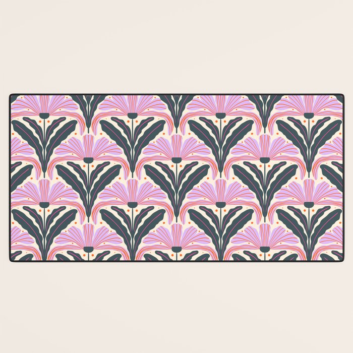 Modern flowers - violet and green Desk Mat Gallery Image 3