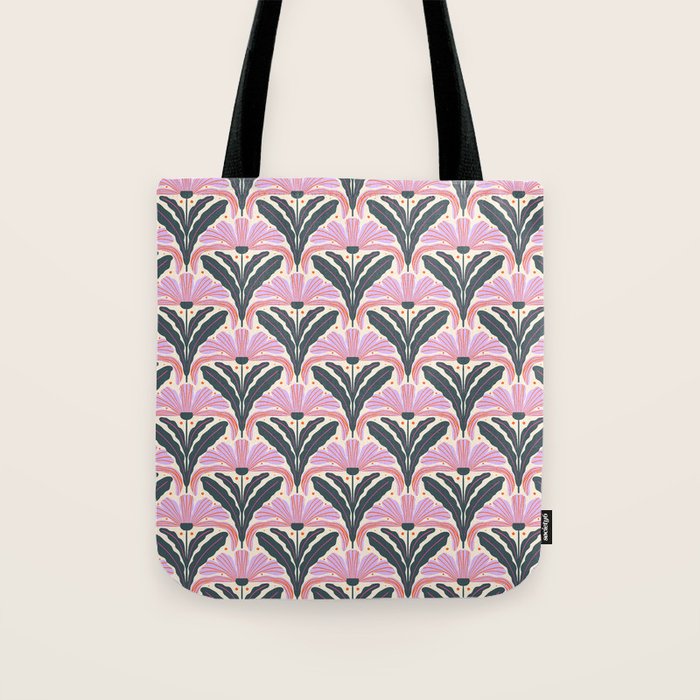 Modern flowers - violet and green Tote Bag Gallery Image 1