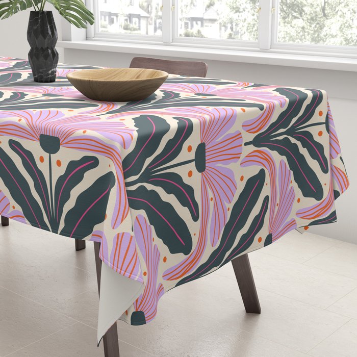 Modern flowers - violet and green Tablecloth Gallery Image 3