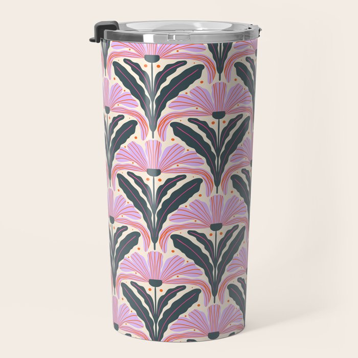 Modern flowers - violet and green Travel Mug Gallery Image 3