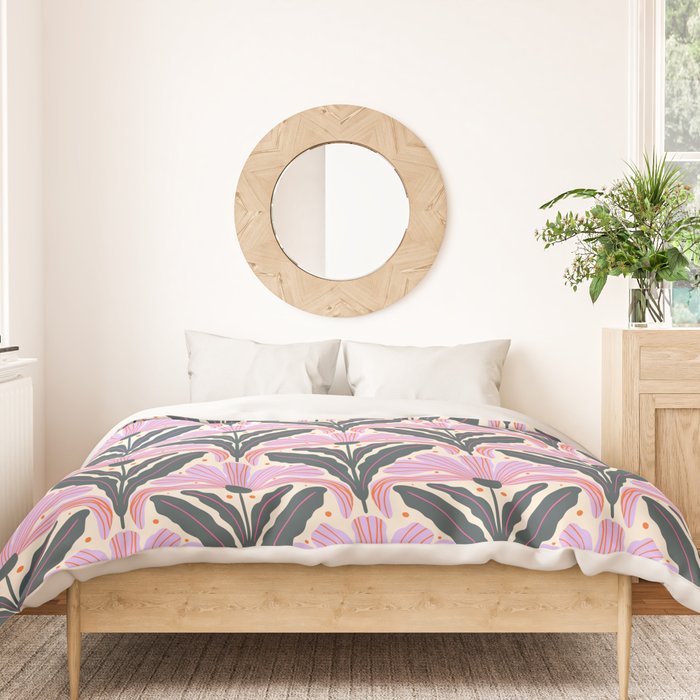 Modern flowers - violet and green Duvet Cover Gallery Image 3