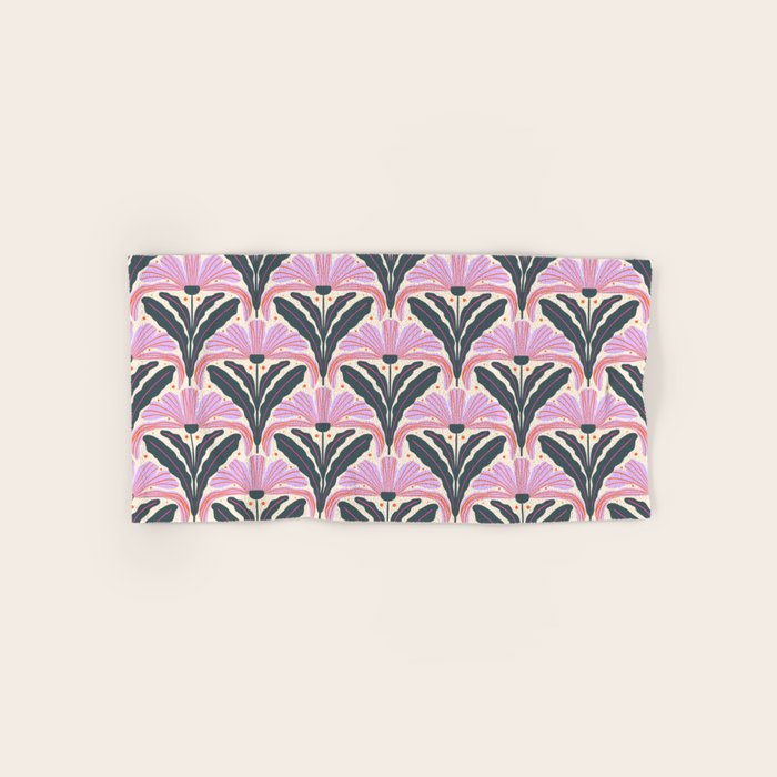 Modern flowers - violet and green Bath Towel Gallery Image 1