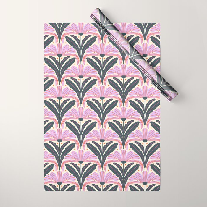 Modern flowers - violet and green Wrapping Paper Gallery Image 1