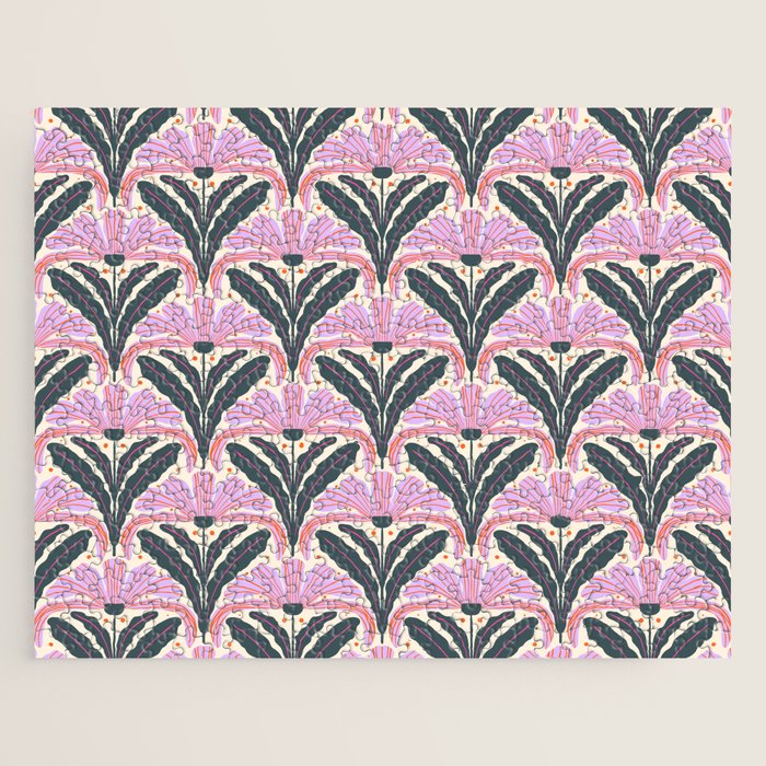 Modern flowers - violet and green Jigsaw Puzzle Gallery Image 1