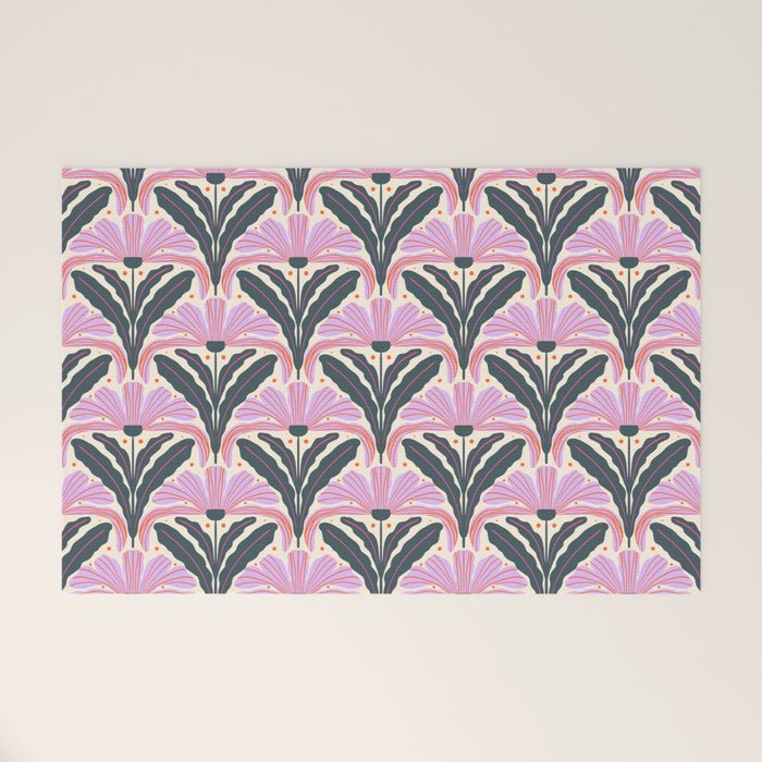 Modern flowers - violet and green Welcome Mat Gallery Image 1