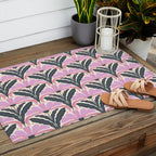 Modern flowers - violet and green Outdoor Rug Gallery Image 2