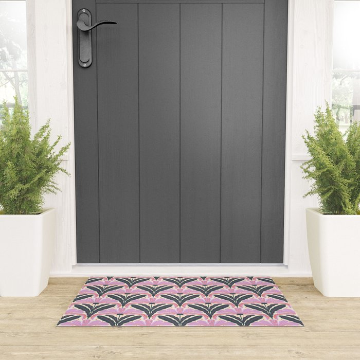 Modern flowers - violet and green Welcome Mat Gallery Image 3