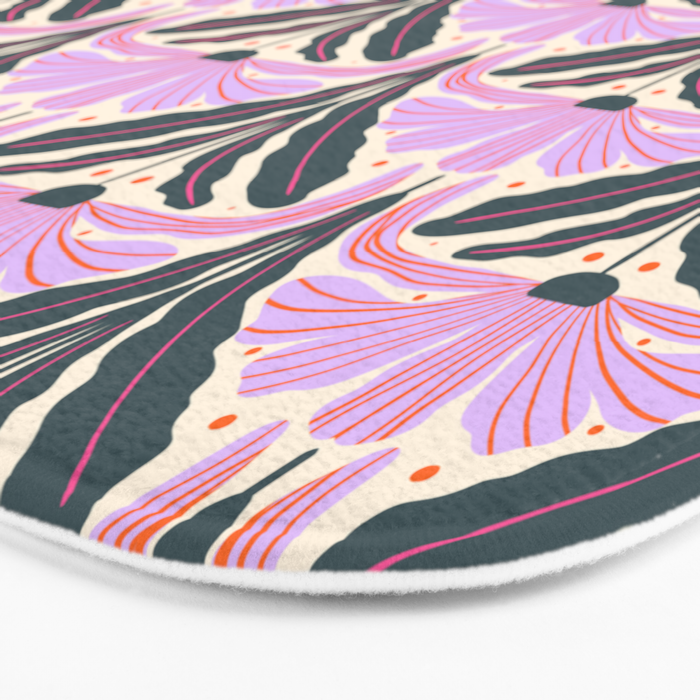 Modern flowers - violet and green Bath Mat Gallery Image 3