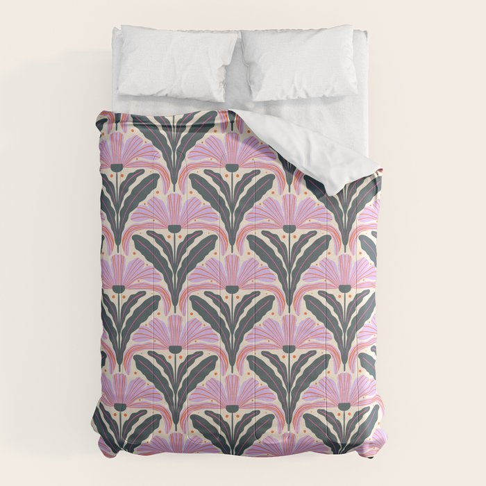 Modern flowers - violet and green Comforter Gallery Image 1