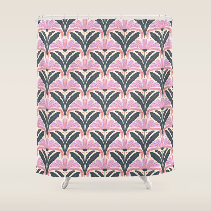 Modern flowers - violet and green Shower Curtain Gallery Image 1