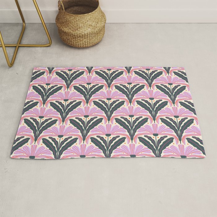 Modern flowers - violet and green Rug Gallery Image 1