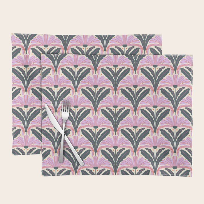 Modern flowers - violet and green Placemat Gallery Image 1