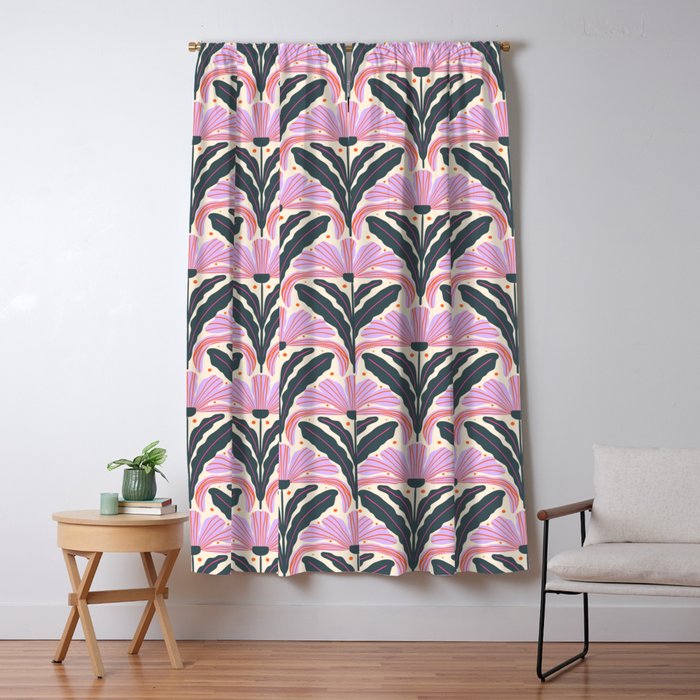 Modern flowers - violet and green Window Curtain Gallery Image 1