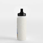 Peter the rabbit beige linen textured background Water Bottle Gallery Image 2