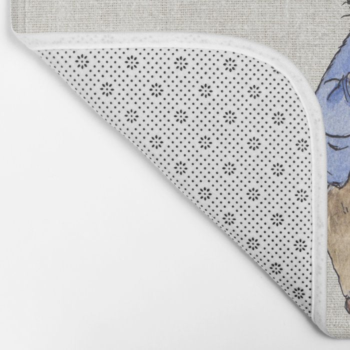 Peter the rabbit beige linen textured background Bath Mat Gallery Image 2
