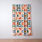 Modern Quilt Block Geometric Pattern Folk Art Patchwork Design in Bold Colors Window Curtain Gallery Image 3