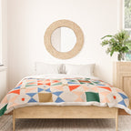 Modern Quilt Block Geometric Pattern Folk Art Patchwork Design in Bold Colors Duvet Cover Gallery Image 3