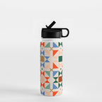 Modern Quilt Block Geometric Pattern Folk Art Patchwork Design in Bold Colors Water Bottle Gallery Image 1