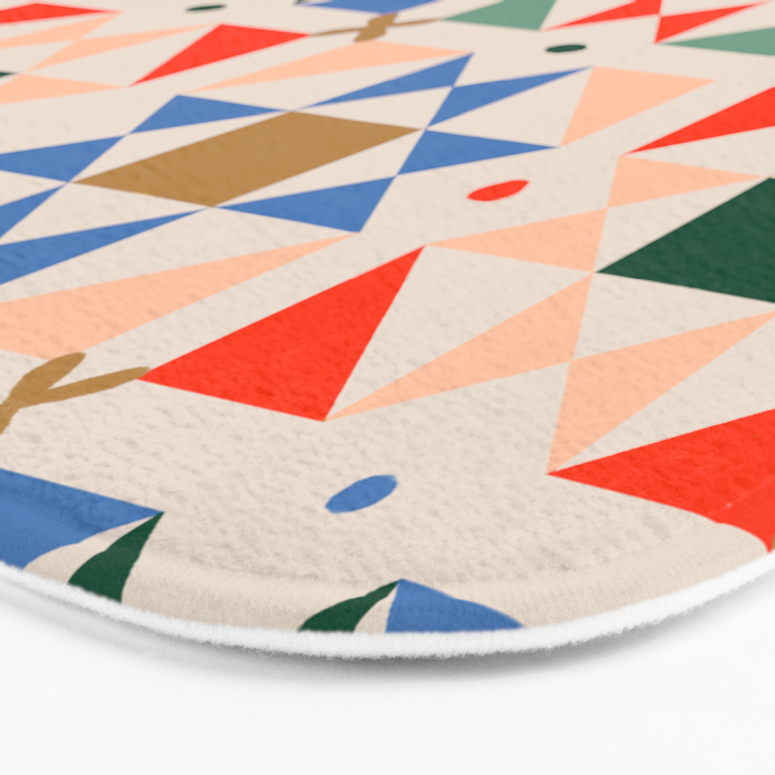 Modern Quilt Block Geometric Pattern Folk Art Patchwork Design in Bold Colors Bath Mat Gallery Image 3