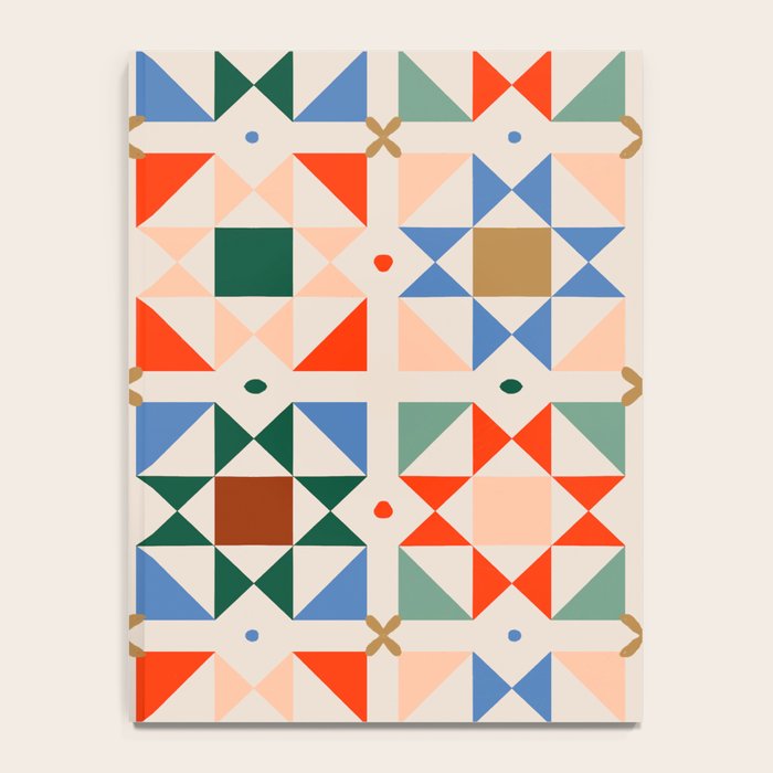 Modern Quilt Block Geometric Pattern Folk Art Patchwork Design in Bold Colors Notebook Gallery Image 4