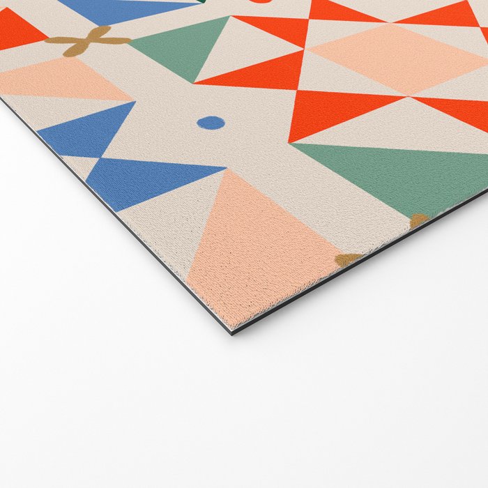 Modern Quilt Block Geometric Pattern Folk Art Patchwork Design in Bold Colors Welcome Mat Gallery Image 2