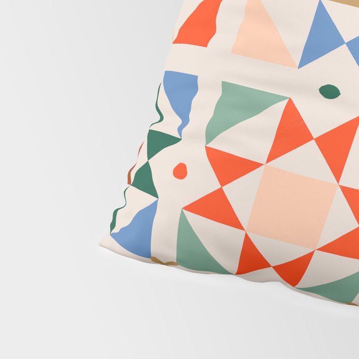 Modern Quilt Block Geometric Pattern Folk Art Patchwork Design in Bold Colors Pillow Sham Gallery Image 4