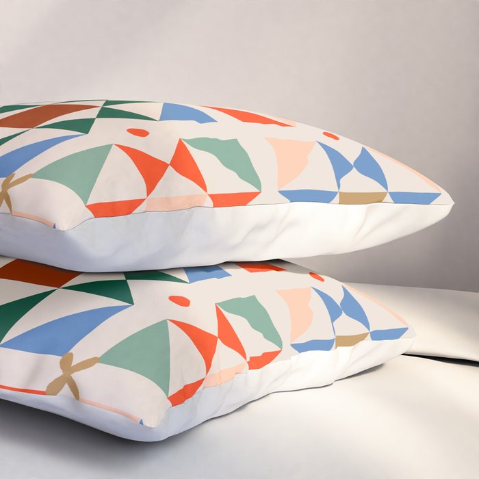 Modern Quilt Block Geometric Pattern Folk Art Patchwork Design in Bold Colors Pillow Sham Gallery Image 3