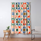 Modern Quilt Block Geometric Pattern Folk Art Patchwork Design in Bold Colors Window Curtain Gallery Image 5