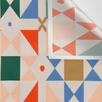 Modern Quilt Block Geometric Pattern Folk Art Patchwork Design in Bold Colors Wall Tapestry Gallery Image 3