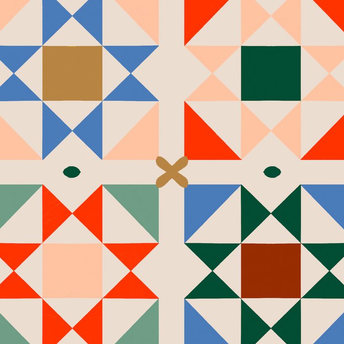 Modern Quilt Block Geometric Pattern Folk Art Patchwork Design in Bold Colors Coffee Mug Gallery Image 2