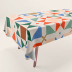 Modern Quilt Block Geometric Pattern Folk Art Patchwork Design in Bold Colors Tablecloth Gallery Image 1