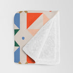 Modern Quilt Block Geometric Pattern Folk Art Patchwork Design in Bold Colors Throw Blanket Gallery Image 3