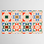 Modern Quilt Block Geometric Pattern Folk Art Patchwork Design in Bold Colors Tablecloth Gallery Image 2