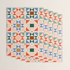 Modern Quilt Block Geometric Pattern Folk Art Patchwork Design in Bold Colors Wrapping Paper Gallery Image 3