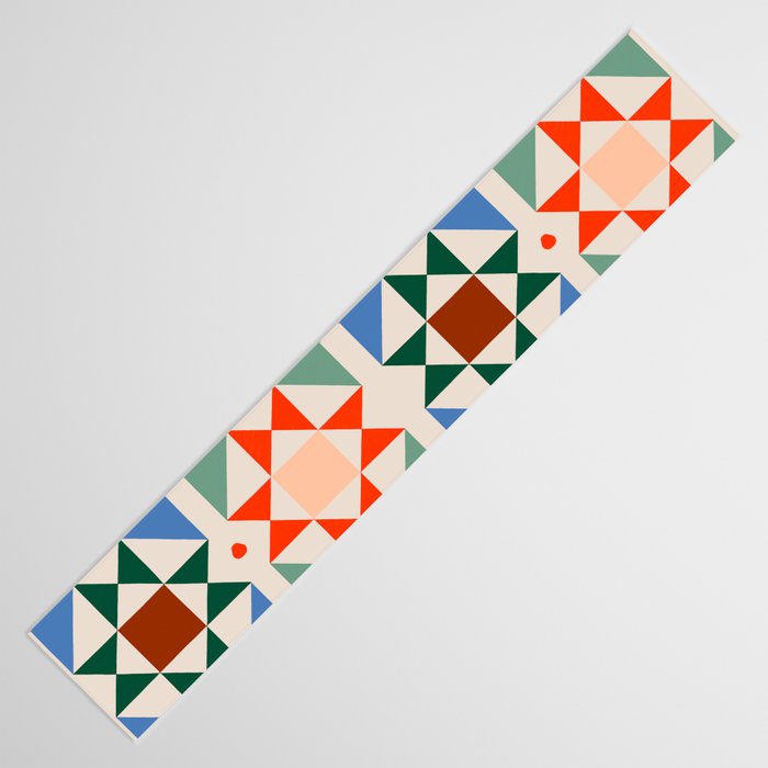 Modern Quilt Block Geometric Pattern Folk Art Patchwork Design in Bold Colors Table Runner Gallery Image 3