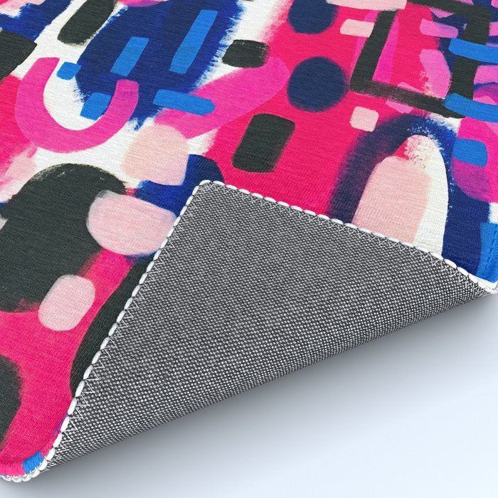 Magenta Blue Abstract Acrylic Painting Kusama Primitive Shapes Rug Gallery Image 4