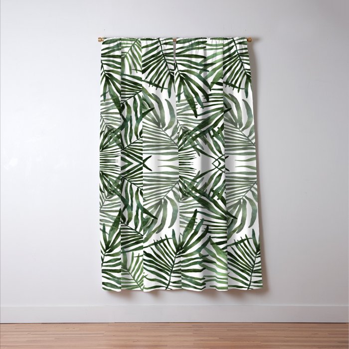 Watercolor simple leaves Window Curtain Gallery Image 3