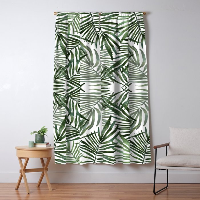 Watercolor simple leaves Window Curtain Gallery Image 5