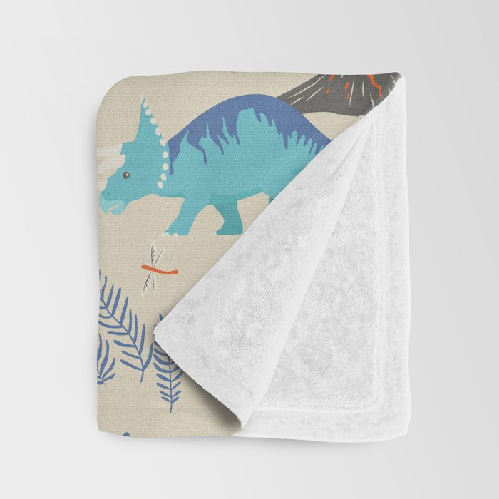 Jurassic Dinosaurs in Primary Colors Throw Blanket Gallery Image 3