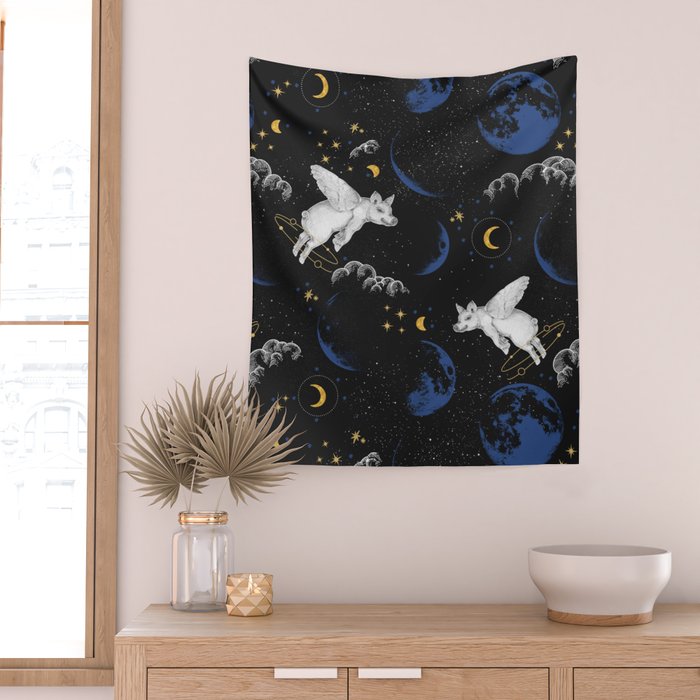 Celestial Pigs of the Night Sky A Wall Tapestry Gallery Image 2