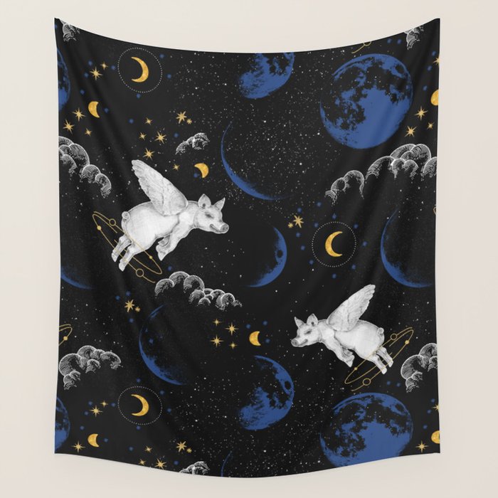 Celestial Pigs of the Night Sky A Wall Tapestry Gallery Image 4